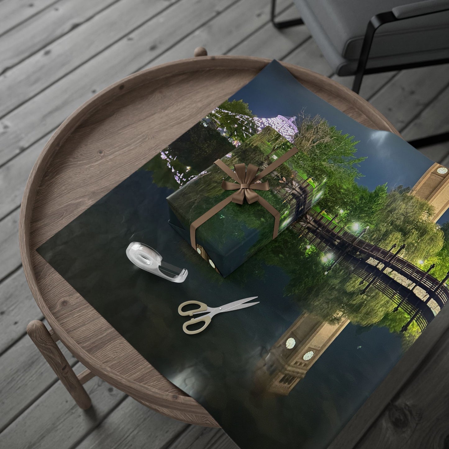 “Riverfront Glow” – Spokane Nightscape Wrapping Paper