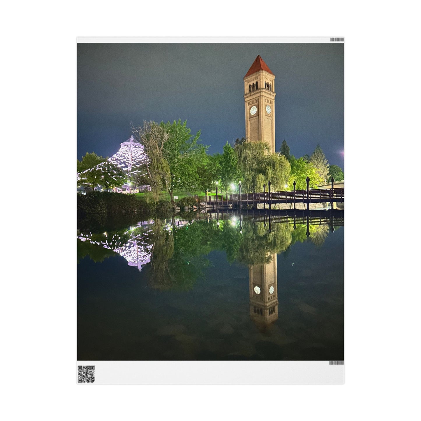 “Riverfront Glow” – Spokane Nightscape Wrapping Paper