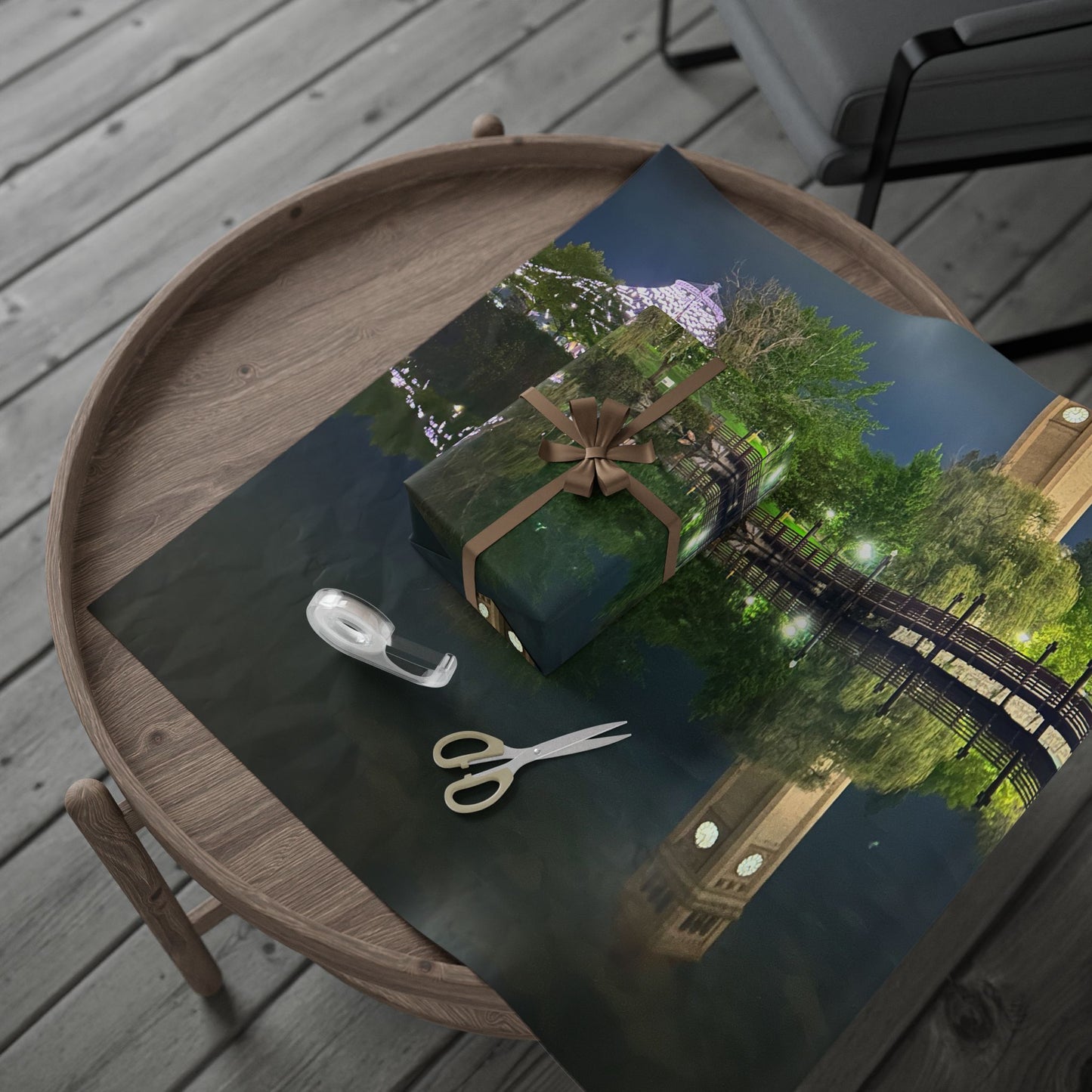 “Riverfront Glow” – Spokane Nightscape Wrapping Paper