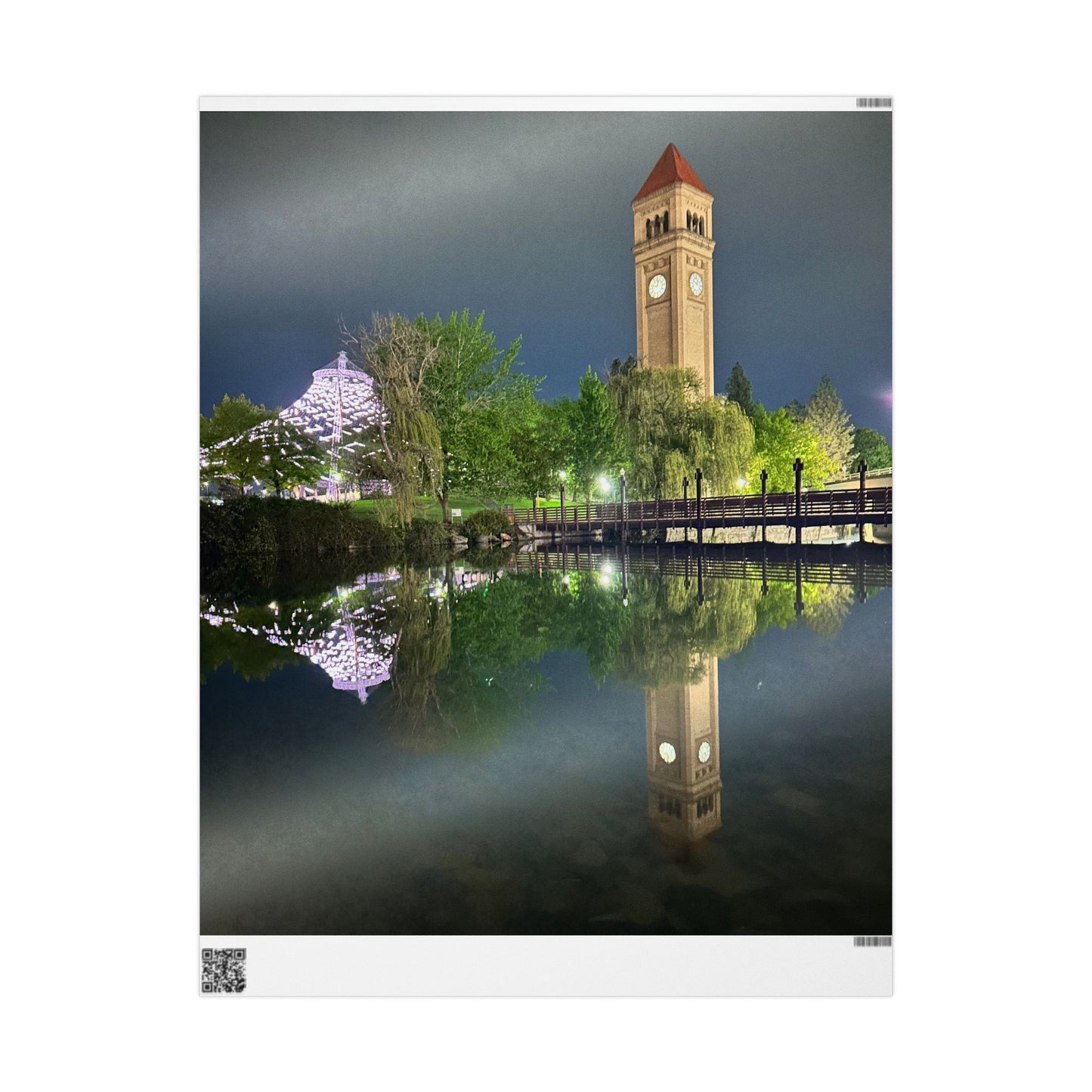 “Riverfront Glow” – Spokane Nightscape Wrapping Paper